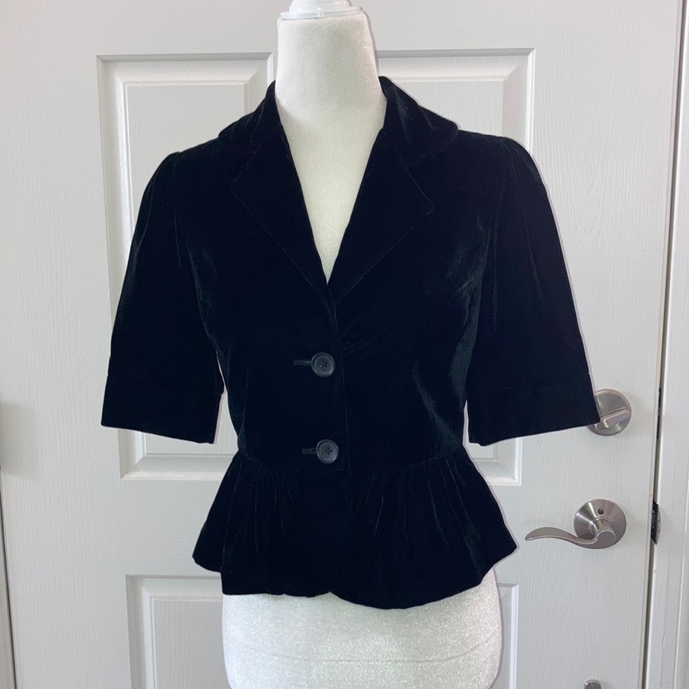 Banana Republic Black Velvet Peplum Jacket Size XS